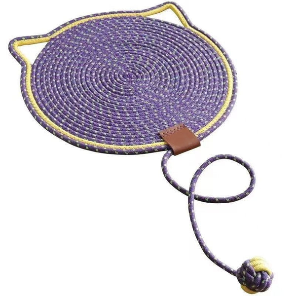 Woven Cotton Cat Scratching Pad with Integrated Ball