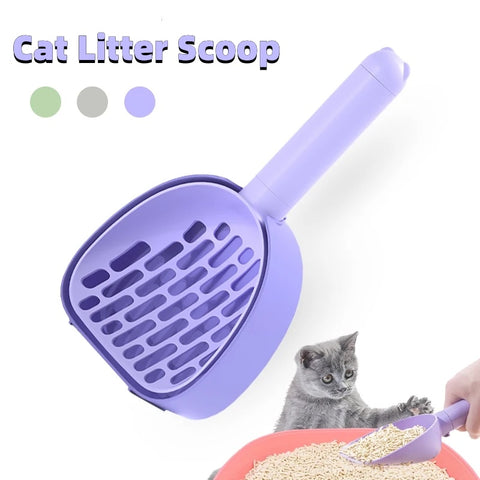 Durable Plastic Cat Litter Scoop with Base