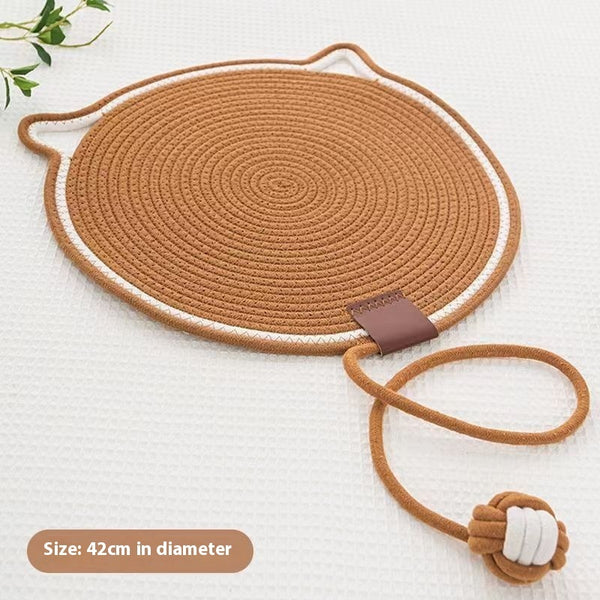 Woven Cotton Cat Scratching Pad with Integrated Ball