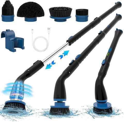 Cordless Electric Spin Scrubber with 4 Brush Heads