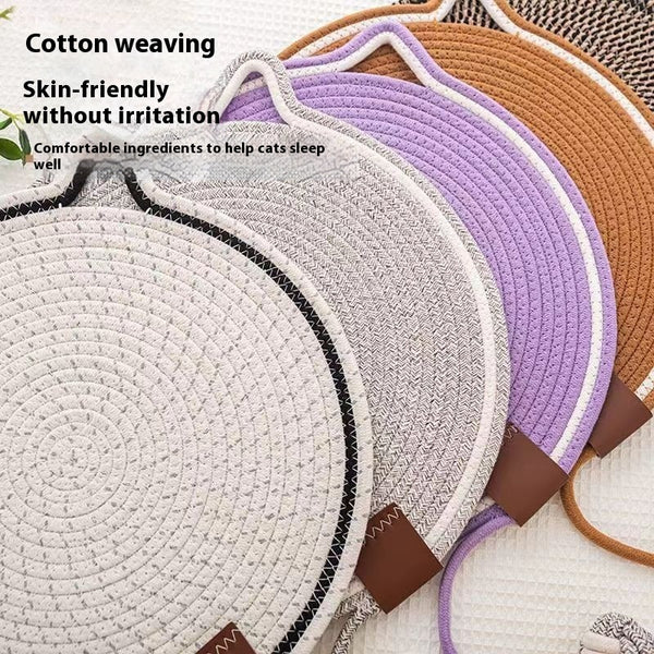 Woven Cotton Cat Scratching Pad with Integrated Ball