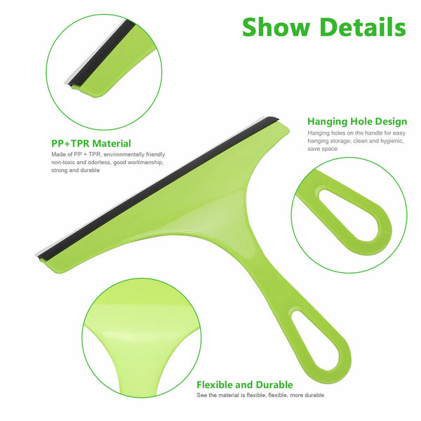 3X Glass Window Cleaner Squeegee for Home, Car, and Shower